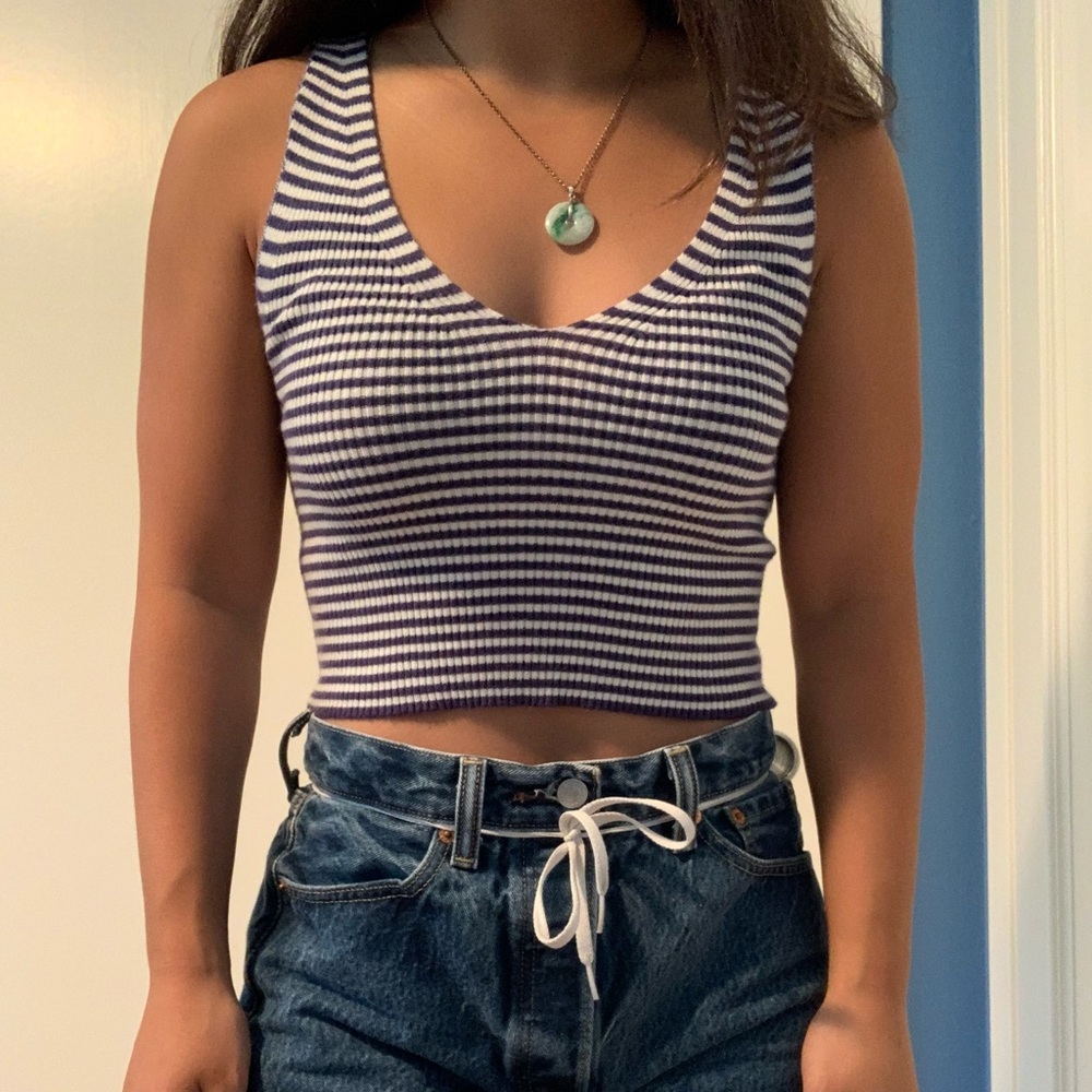 Stripped Sweater Tank Top